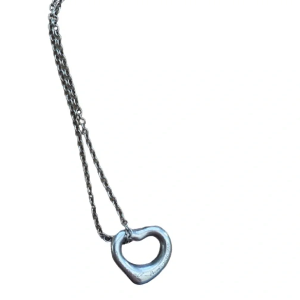 TIFFANY&CO. Silver 925 Elsa Peretti Open Small Heart Pendant Necklace - Picture 5 of 5